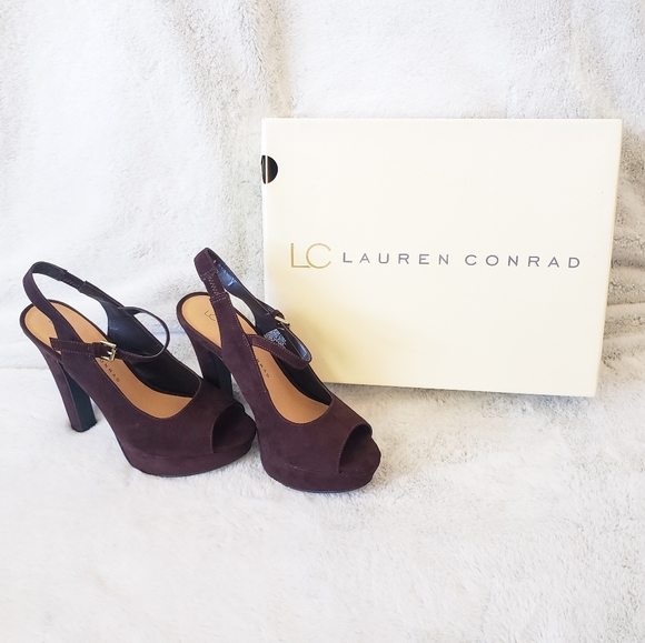 LC Lauren Conrad Shoes - LC Lauren Conrad Regina Brown Suede Heels